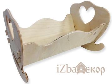 Кроватка-качалка для куклы деревянная арт. 039 29*19*20см