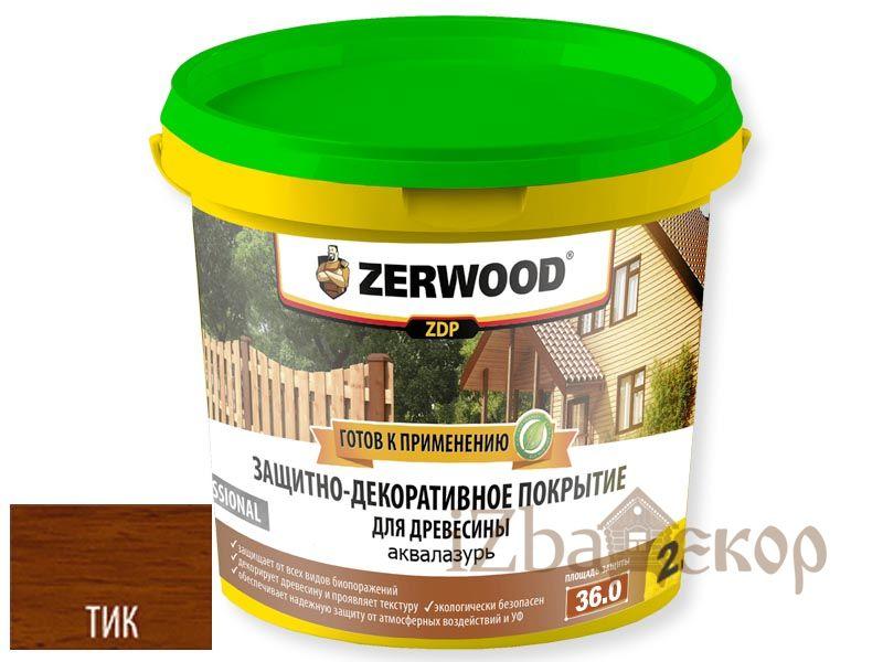 Защитно-декоративное покрытие ZERWOOD ZDP аквалазурь тик 2,5кг \4